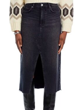 PAIGE Meadow Black Denim Skirt Waistband Detail
